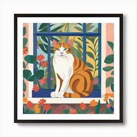 Matisse Inspired Open Window Cat Art Print 5 Art Print