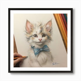 Cute Kitten In A Bow Tie Art Print