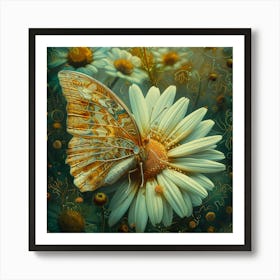 Butterfly On A Daisy Art Print