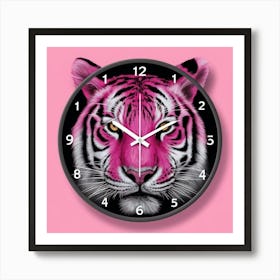 Pink Tiger Wall Clock Art Print