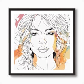 An Abstract Watercolour Painting Of A Cute Woman, Colourful, Whole Image, No Background, 8k, Paint D Art Print