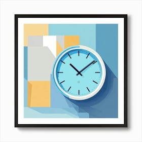 Flat Vector Illustration Of A Wall Clock (2) Art Print