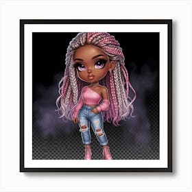 Black Girl With Pink Hair 1 Art Print