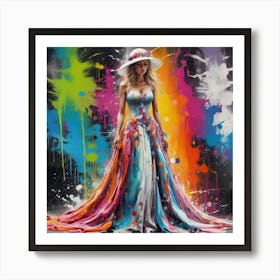 Woman In A Colorful Dress 1 Art Print