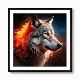 Firefly Majestic Wolf Surrounded By Fiery And Electric Sparks 72929 Art Print