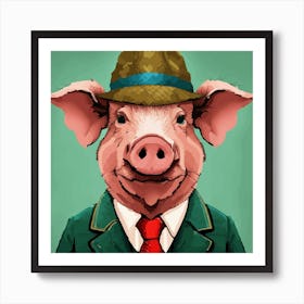 Mr Farmer Pig Art Print