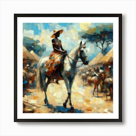 African Woman On Horseback Art Print