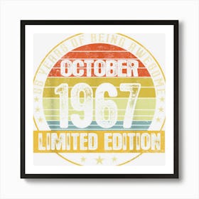 Awesome Since October 1967 55th Birthday Gift 55 Years Old Art Print