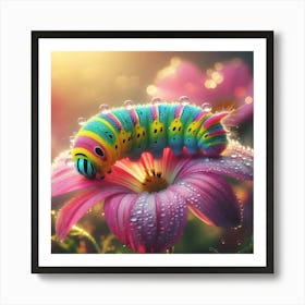 Caterpillar On A Flower Art Print