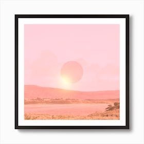 Pink Sunset Vibes Square Art Print
