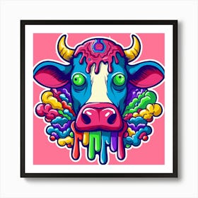 Psychedelic Cow Art Print