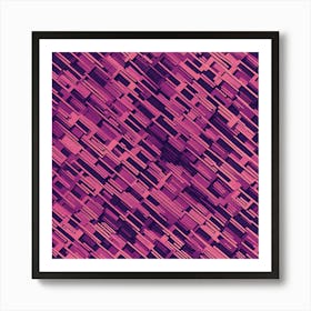 A Pattern Featuring Abstract Geometric Shapes With Edges Rustic Purple And Pink Flat Art, 110 Art Print