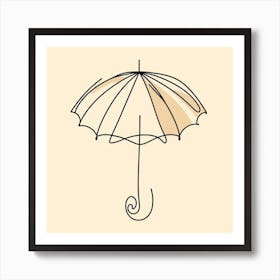 One line, An umbrella, Picasso style 2 Art Print