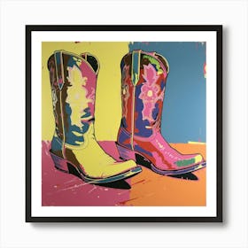 Cowboy Boots Pop Art 2 Art Print