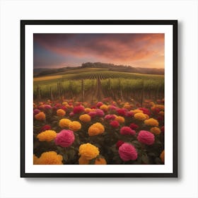 Sunset In The Vineyard 3 Art Print