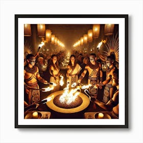 Sovereign Flame Ancient Aztec Fire Rituals Art Print