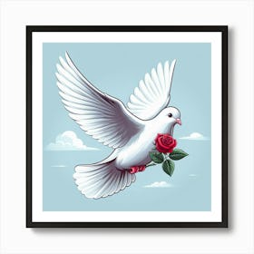Dove With Rose Art Print