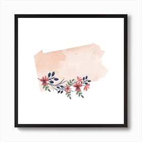 Pennsylvania Watercolor Floral State Art Print