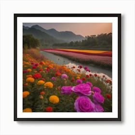 Korean Flower Field Art Print