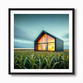 Modern Farmhouse In Corn Field Art Print