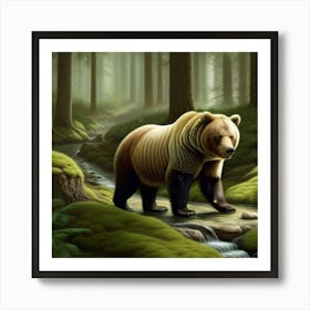 Hungry Brown Bear In The Woods Art Print