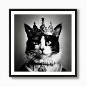 King Cat, Black And White Photography Art Print