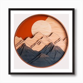 Handcrafted wooden decorative round sculpture Art Print