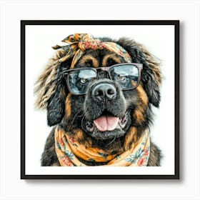 Dog In Glasses 15 Art Print