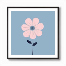 A White And Pink Flower In Minimalist Style Square Composition 139 Art Print