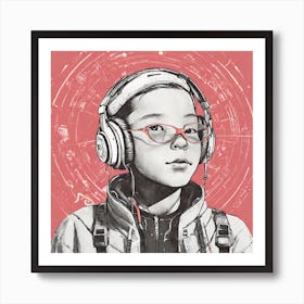 Boy With Headphones 1 Art Print