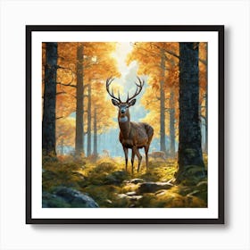 Deer In The Forest 142 Art Print