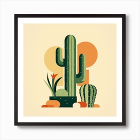 Rizwanakhan Simple Abstract Cactus Non Uniform Shapes Petrol 11 Art Print