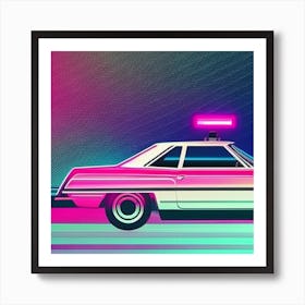 A SYNTHWAWE AI MADE PHOTO OF A CAR Art Print