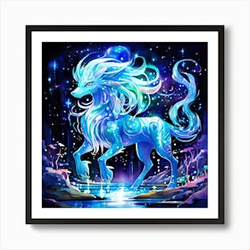 Blue Unicorn Art Print