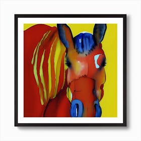 Abstract Horse In Red, Blue And Yellow Art Print