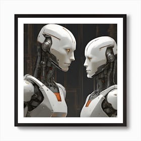 Two Robots Facing Each Other Art Print