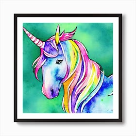 Watercolors Colorful Unicorn Painting Art Print