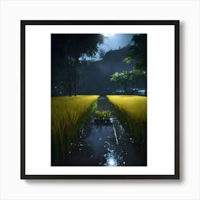 Field Of Wheat At Night Art Print