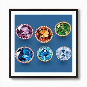 Set Of Colored Gemstones Art Print