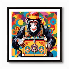 CIRCUS MONKEY ORGAN GRINDER Art Print