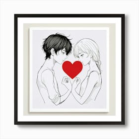 Couple Holding Hands With Heart Art Print