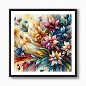 Flowers oil painting abstract painting art 7 Art Print