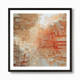 Nude Color Gradient Illusion A 3d Illusion Of Spheres Or Cubes Stacked Or Floating In Space Transi (6) Art Print