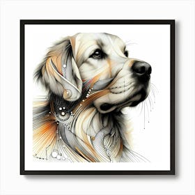 Labrador - Abstract Line Art Illustration 247 Art Print