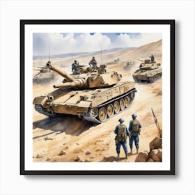 M60 Tanks In The Desert 3 Art Print