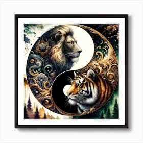 Lion And Tiger Yin Yang 1 Art Print