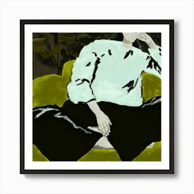 Woman On Yellow Chair 1 Art Print