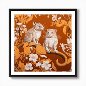 Fall Foliage Mouse Square 1 Art Print