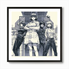 Group Of Women Standing In Front Of A Building Art Print