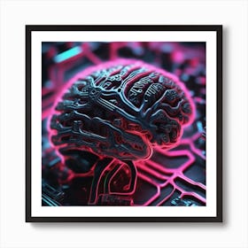 Brain On Circuit Board 33 Art Print